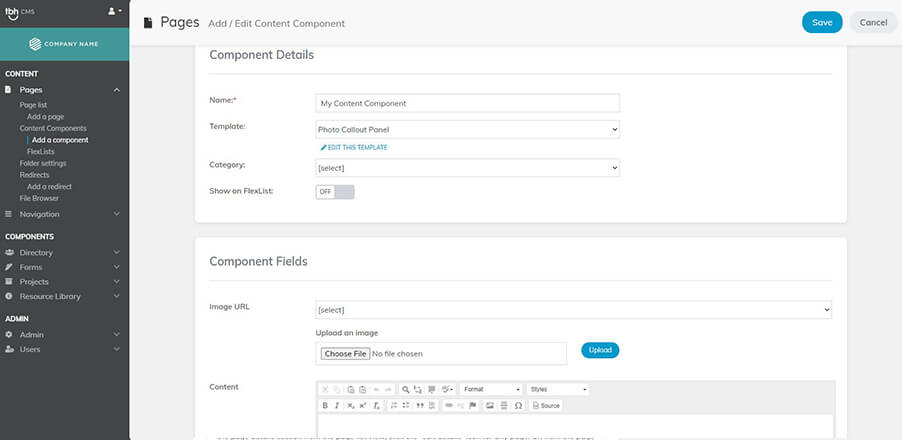 Content component fields
